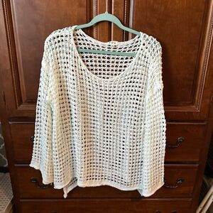 POL Cream Crochet Knit Top